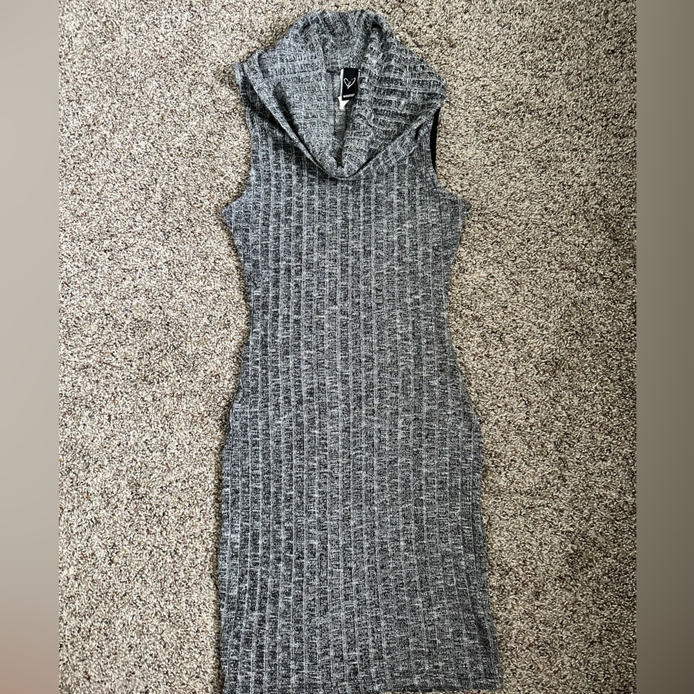 Windsor Black Gray Draped Cowl Mini Dress